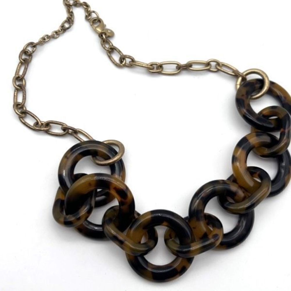 J.‎ Crew Women's Tortoise Chain Link Collar Necklace Jewelry Gold Brown One Size
